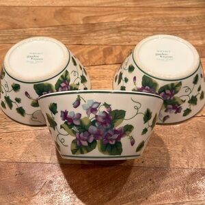 RETIRED 2003 WAVERLY GARDEN ROOM SWEET VIOLET COTTAGE CEREAL SOUP SALAD BOWLS 3